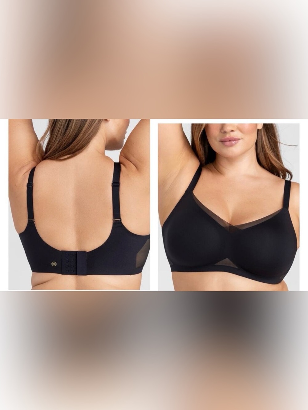 Honeylove Bra Black Crossover Liftwear Wire Free Smoothing Comfort 1X 40C 40D